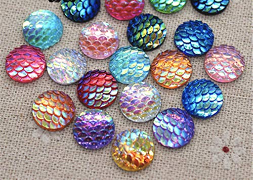 DP244 Meerjungfrauen-Fischschuppen, flache Rückseite, 12 mm, 100 Stück von ARTS AND CRAFTS SUPPLIES