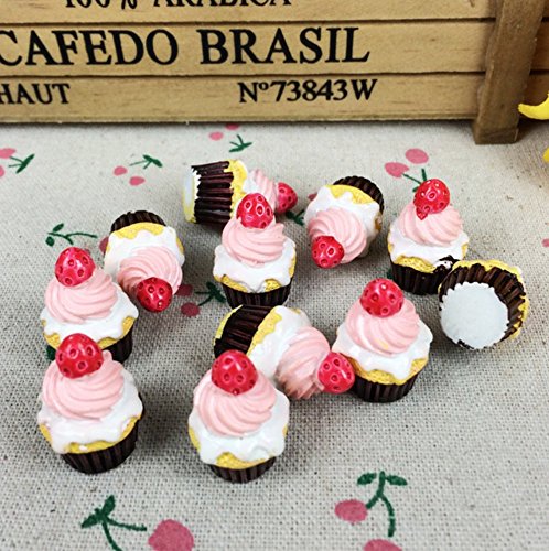 Unbranded – 100 3D-Cupcake Fake Food Miniatur Fake Food Dessert Flache Rückseite Cabochons tabletdeko Flatback DP141 von ARTS AND CRAFTS SUPPLIES
