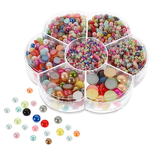 ARTSEWPLY 1 Karton Flachrückseite Perlen DIY Bastelset Halbkreis Abs Imitation Perlen für Nageldesign Haarschmuck und Dekoration Vielseitige Kunsthandwerksmaterialien Bunten Farben von ARTSEWPLY