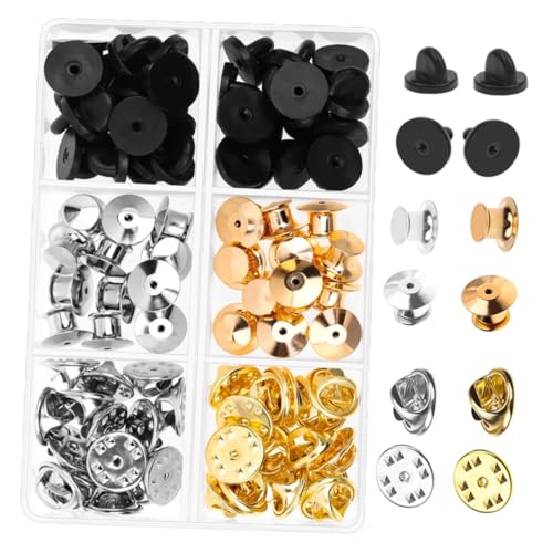 ARTSEWPLY 1 Karton Teiliges Metall Pin Keeper Flache Runde Ersatz Pinverschlüsse mit Gummi Sichere Broschenrückseiten für Anstecknadeln DIY Schmuckherstellung und Tägliche Nutzung von ARTSEWPLY