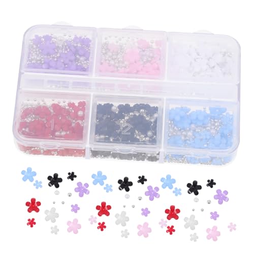 ARTSEWPLY 1 Schachtel Blumen Nagelkunst Dekorationen Resin Nail Charms Fächer Box Mix Blütenform Nagelschmuck für Natürliche und Künstliche Nägel Eleganter Look Geschenkidee von ARTSEWPLY