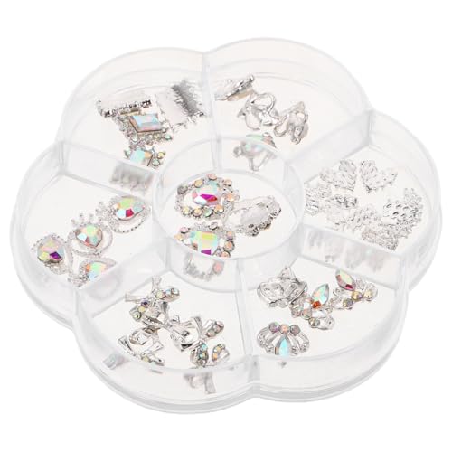 ARTSEWPLY 1 Schachtel Nagelkunst Dekorationen mit Strasssteinen Herz Schleife Krone Mix Nail Charms für Valentinstag Hochzeit Damen Maniküre Zubehör von ARTSEWPLY