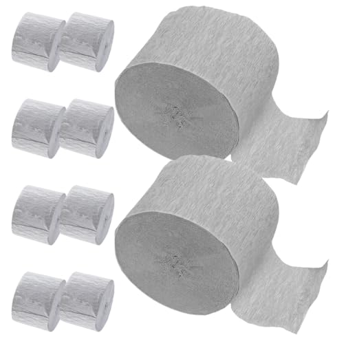 ARTSEWPLY 10 Rollen Crepe Paper Streamer Silber Flexible Langlebige Krepppapier-dekoration für DIY Party Hochzeit Geburtstag Babyparty Vielseitige Festdeko von ARTSEWPLY