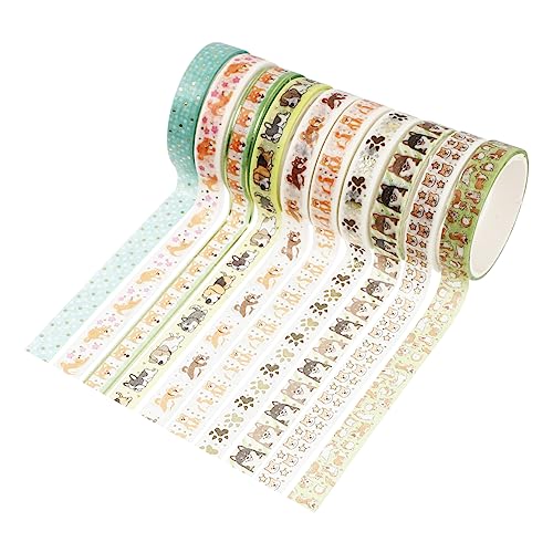 ARTSEWPLY 10 Rollen Washi Tape Set mit Hundemotiv Dekoratives Klebeband für Scrapbooking Tagebuch und DIY Projekte Leicht Abreißbar und Wiederverwendbar für Kreative Bastelarbeiten von ARTSEWPLY