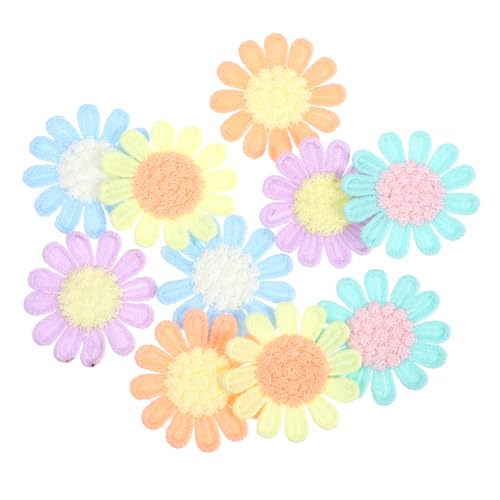ARTSEWPLY 10 Stück Blumen Aufnäher DIY Kleidung Applikationen zum Aufbügeln Handgefertigte Stickerei Patches für Kleidung Taschen und Bastelprojekte Blau Orange Lila Grün Gelb von ARTSEWPLY