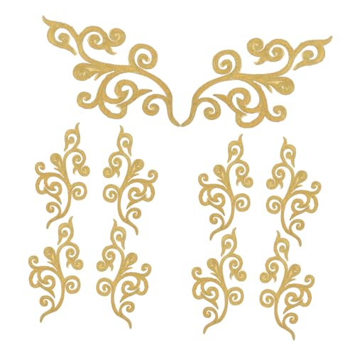 ARTSEWPLY 10 Stück Goldene Bestickte Applikationen mit Selbstklebendem Rücken Teiliges für Brautkostüme Hochzeiten DIY Näharbeiten Dekorative Spitzenornamente für Kleidung Vielseitig von ARTSEWPLY