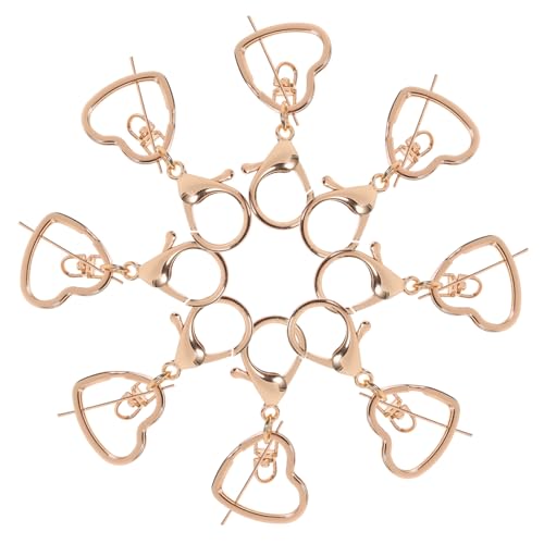 ARTSEWPLY 10 Stück Haken Schlüsselanhänger Schlüsselhalter coole Gadgets Aufkleber Schild Herz hochstihl Exquisite Details am Schlüsselring Schlüsselbundanhänger Schlüsselringe Metall Golden von ARTSEWPLY