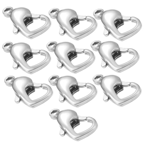 ARTSEWPLY 10 Stück Herzform Schmuckverschluss für DIY Armband Halskette Basteln Langlebiger Polierter Verbinder für Einfache Schmuckherstellung Silberfarbene Herz Verbinderclips von ARTSEWPLY