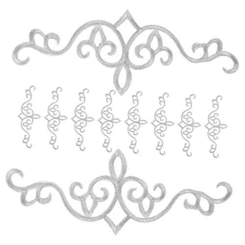 ARTSEWPLY 10 Stück Teiliges Bestickte Bügelbilder Silber mit Blumenmuster Robuste Applikationen zum Aufbügeln und Nähen für Kleidung Jeans Taschen DIY Kleidung Reparieren und Dekorieren von ARTSEWPLY