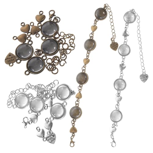 ARTSEWPLY 10 Stück Teiliges DIY Armband Herz Lünette Tray Handgefertigte Schmuckbasis für Frauen Vielseitiges Bastelzubehör zum Selbstgestalten für Personalisierte Armbänder ARTSEWPLY 10 Stück Teiliges DIY Armband Herz Lünette Tray Handgefertigte Schmuckbasis für Frauen Vielseitiges Bastelzubehör zum Selbstgestalten für Personalisierte Armbänder von ARTSEWPLY
