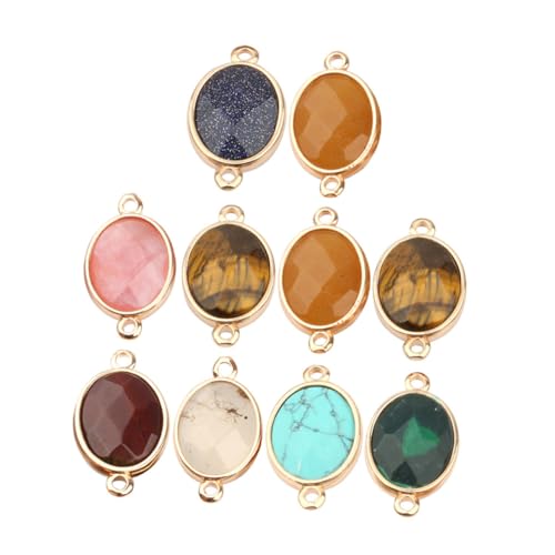 ARTSEWPLY 10 Stück Teiliges Halbedelstein verbinder für Schmuck DIY Natürliche Facettierte Ovale Steine Langlebige Schmuckverbindungselemente für Halsketten und Armbänder Zufällige Farbe von ARTSEWPLY