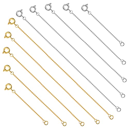ARTSEWPLY 10 Stück Teiliges Kettenverlängerungen Kupfer für Armbänder und Gold und Silber für DIY Schmuckprojekte Einfache Handhabung und Vielseitige Einsatzmöglichkeiten von ARTSEWPLY