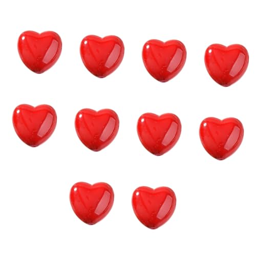 ARTSEWPLY 10 Stück Teiliges Rote Herz Spacer Perlen aus Kunststoff Mini Schmuckperlen mit Großem zum Auffädeln und Basteln von Armbändern und DIY Schmuck Bunte Bastelperlen für Kreative von ARTSEWPLY