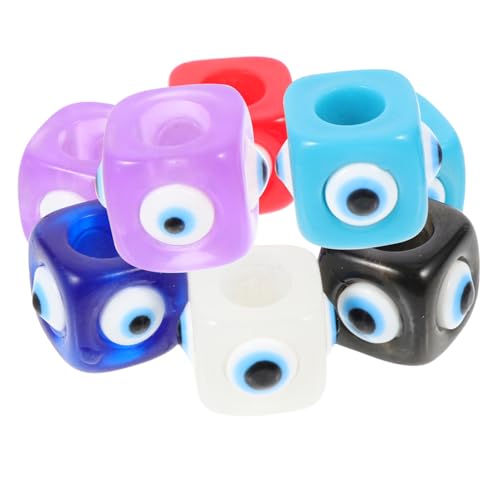 ARTSEWPLY 10 Stück Teiliges Würfel perlen mit Augenmuster Bunte Kunststoffperlen für DIY Schmuckherstellung Anhänger Bastelperlen für Halsketten und Armbänder Glatte Oberfläche Sicher und von ARTSEWPLY