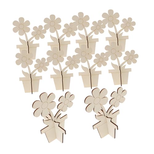 ARTSEWPLY 10 Stück Unbearbeitete Holzblumen für DIY Bastelprojekte Leichte Holzblumen zum Bemalen Kreative Holzdekoration für Zuhause Tischdeko und Hochzeitsdeko von ARTSEWPLY
