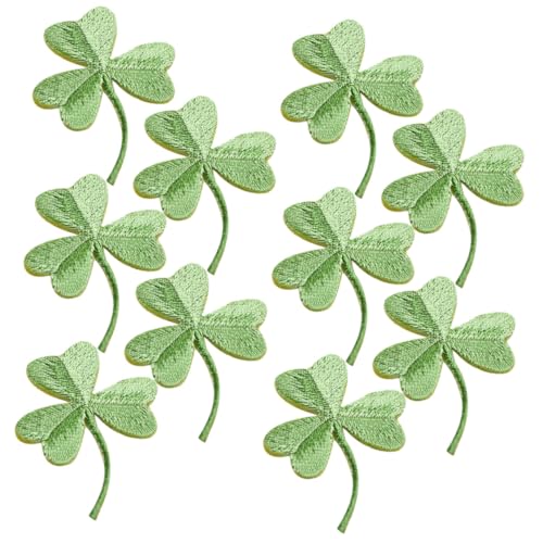 ARTSEWPLY 10 Stück Vier -Blätter -Graspaste -Blume Jeans-Patches Flecken Kleeblatt-Patch Flicken aufnähen Applikationen Flicken für Bekleidung Bügelflicken für Kleidung Hut-Patch Stoff Grün von ARTSEWPLY