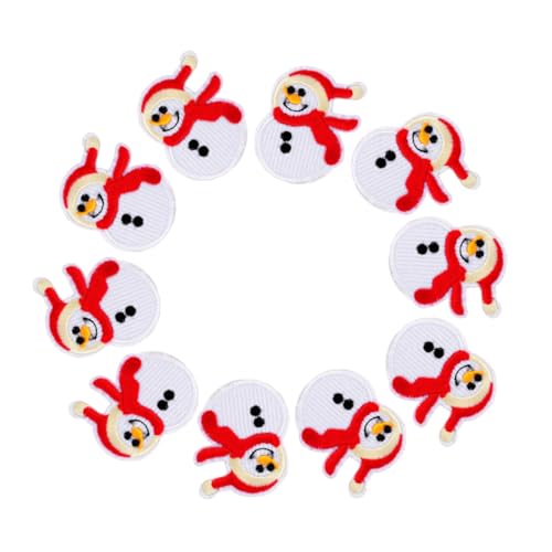 ARTSEWPLY 10 Stück Weihnachts Patches Schneemann Aufbügelflicken Bestickte Applikationen Weiß Leicht Tragbar Für Kleidung Hut Rucksack Schals Tischdecke Reparatur von ARTSEWPLY