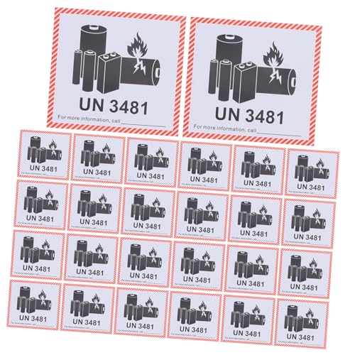 ARTSEWPLY 100 Blatt Lithium ionen Batterie Warnaufkleber Selbstklebend Feuerfest für Sicheren Versand Lagerung Batterieklebefolie Caution Labels für Transport von ARTSEWPLY