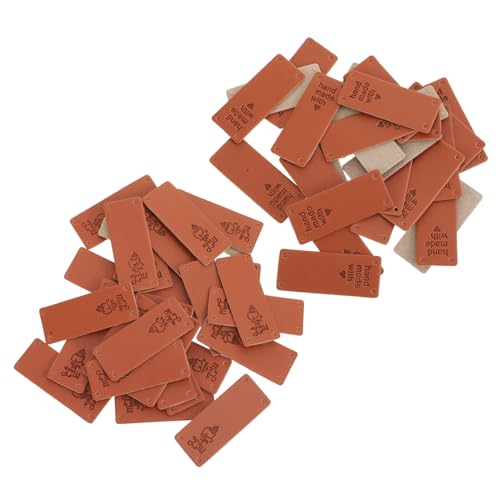 ARTSEWPLY 100 Stück DIY Kleidungsetiketten Geprägte Lederlabels für Jeans mit Loch Dekorative Nähmarken für Handarbeiten Retro Prägung für Taschen Puppen Schals Mützen von ARTSEWPLY
