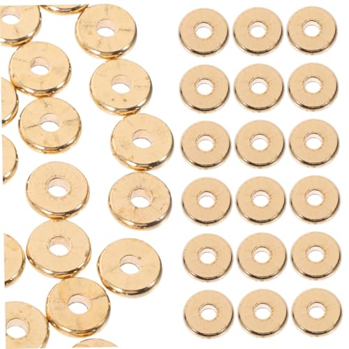 ARTSEWPLY 100 Stück Flache Abstandsperlen Kupfer Schmuckperlen zum Auffädeln für Armband Halskette DIY Bastelperlen Langlebig und Bruchsicher von ARTSEWPLY