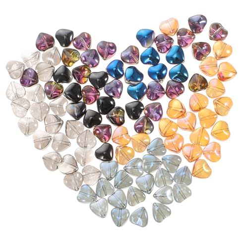 ARTSEWPLY 100 Stück Herzform Glasperlen für Schmuckherstellung Glitzernde DIY Spacer Beads Farben für Armbänder und Kreative Bastelprojekte von ARTSEWPLY