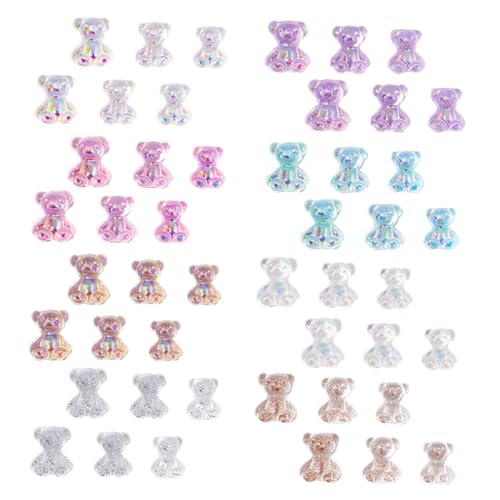 ARTSEWPLY 100 Stück Resin Nail Charms im Mix Bunte Kleine Bären Nagelkunst Dekorationen Langlebige Maniküre Ornamente für DIY Nail Art Designs Einfache Anwendung für Natürliche und von ARTSEWPLY