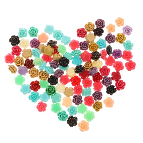 ARTSEWPLY 100 Stück Resin Rosen Perlen mit Bunte Schmuckperlen zum Auffädeln für DIY Armbänder Halsketten Ohrringe Bastelzubehör Handgefertigt von ARTSEWPLY