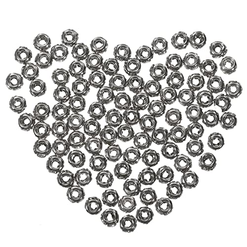 ARTSEWPLY 100 Stück Rondelle Spacer Perlen mit Strass Metallperlen für DIY Schmuckherstellung Runde Schmuckperlen für Halsketten Armbänder Anhänger und Bastelprojekte Silberfarbig von ARTSEWPLY
