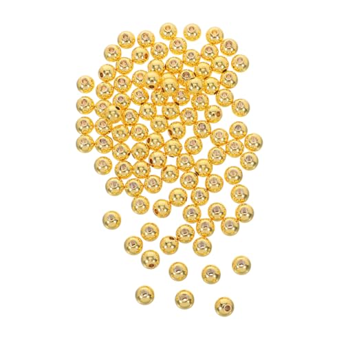 ARTSEWPLY 100 Stück Runde Goldfarbene Spacer Perlen aus Kupfernem Nahtlos Glatte DIY Schmuckperlen für Armbänder Halsketten Ohrringe Vielseitige Bastelperlen mit Glückssymbol von ARTSEWPLY