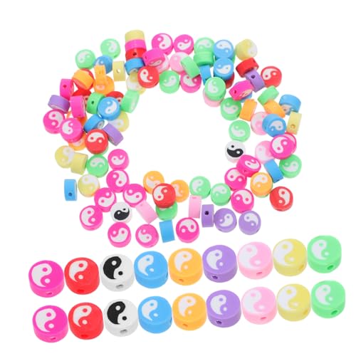 ARTSEWPLY 100 Stück Taichi Polymer Clay Perlen Flach DIY Schmuckherstellung Spacer Beads für Armbänder Halsketten Bastelzubehör mit Symbolik Leichte Bunte Tonperlen für Design von ARTSEWPLY