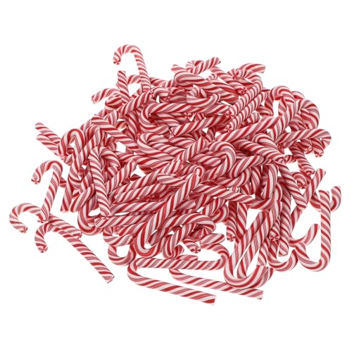 ARTSEWPLY 100 Stück Teiliges Kleine Weihnachtliche Candy Cane DIY Charms aus Weichem Polymer Rot Weiß Gestreift Leichte Dekorative Anhänger für Handyhüllen Haarschmuck und Bastelzubehör von ARTSEWPLY