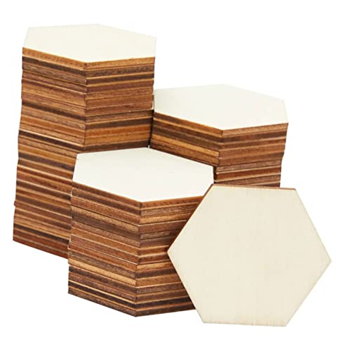 ARTSEWPLY 100 Stück Unlackierte Sechseckige Holzscheiben DIY Holzstücke für Bastelarbeiten Malerei und Dekoration Durchmesser Dicke von ARTSEWPLY