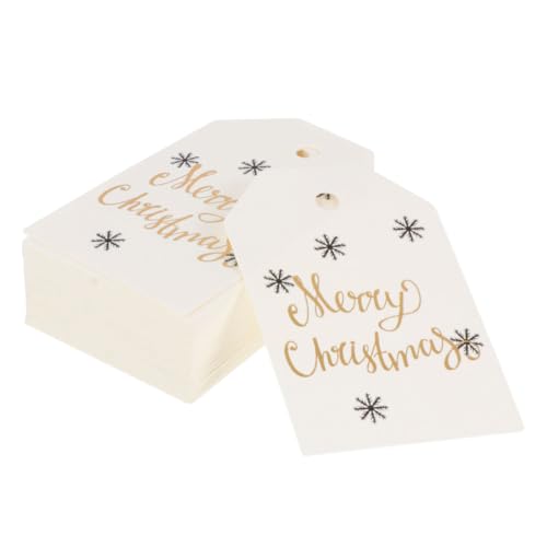 ARTSEWPLY 100 Stück Weihnachts Geschenkanhänger Kleine DIY Karten mit Merry Christmas Aufdruck Kreative Schwarze Schneeflocken Bookmarks für Festliche Geschenkdekoration von ARTSEWPLY