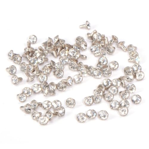 ARTSEWPLY 100 Stück Weißer Kristall Strass Nieten Metall Rivets mit Diamante DIY Schmucknieten für Kleidung Leder Rucksäcke Schuhe Jeans Taschen Zubehör von ARTSEWPLY