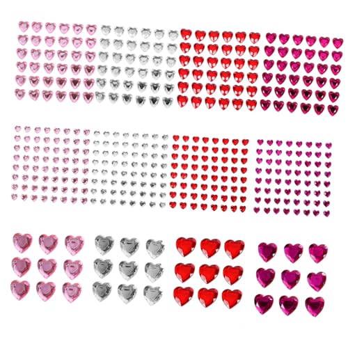 ARTSEWPLY 12 Blatt Teiliges Herzförmiges Acryl Strasssteine Selbstklebende Gesichts Nagelsticker Glitzernde Schmucksteine für DIY Basteln Geburtstagsdeko Valentinstag Muttertag von ARTSEWPLY