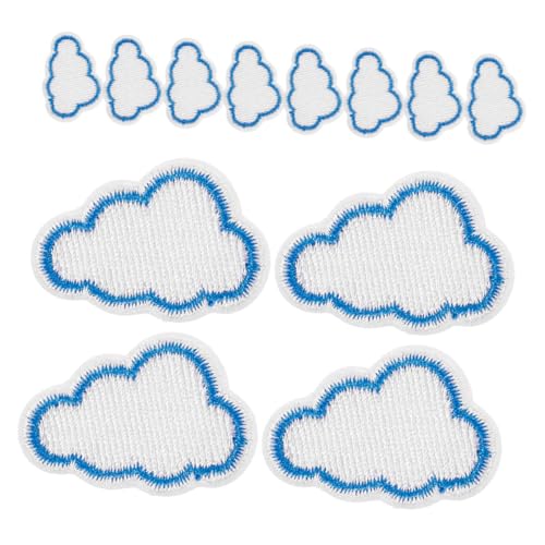 ARTSEWPLY 12 Stück Gestickte Stoff aufkleber jacken aufnäher dekoration Kleidungsstücke stickerei wolkenförmige Patches Kleidungsflicken gestickte Flicken zum Aufbügeln Stickgarn Blue von ARTSEWPLY