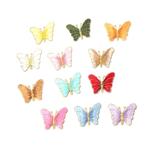 ARTSEWPLY 12 Stück Teiliges Bestickte Schmetterling Bügelflicken mit Hotmelt Rückseite Bunte Aufnäher zum Aufbügeln für Kleidung Taschen Hüte Jeans und DIY Modegestaltung von ARTSEWPLY