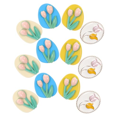 ARTSEWPLY 12 Stück Teiliges Bunte Metallknöpfe Tulpenform aus Zinklegierung Kreative Kleine Dekorationsknöpfe für Nähen und Basteln Geeignet für Kleidung Hüte Taschen und DIY Projekte von ARTSEWPLY