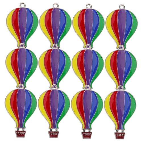 ARTSEWPLY 12 Stück Teiliges Hot Air Balloon Anhänger Langlebiger Metall-schmuck Tropisch Inspiriertes Design Farbenfrohe Schlüsselanhänger und Taschen-anhänger Geschenk für Reisefans und von ARTSEWPLY