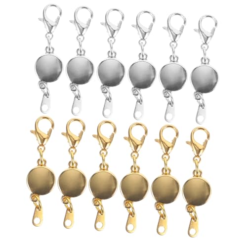 ARTSEWPLY 12 Stück Teiliges Magnetische Kettenverschlüsse aus Legierung Runde Flache Lobster verschlüsse in Silber und Gold Einfacher DIY Schmuckverschluss für Armband und Halskette von ARTSEWPLY