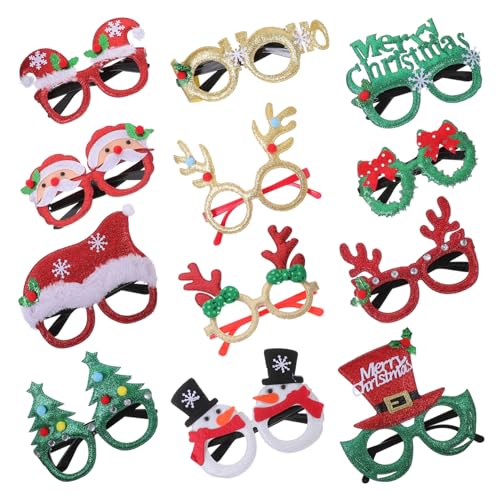 ARTSEWPLY 12 Stück Teiliges Weihnachtsbrillen mit Lustigen Xmas Party Gläsern Farbenfrohe Foto Requisiten Leichte Brillengestelle für Festliche Weihnachtsfeiern und Kostüm Deko von ARTSEWPLY