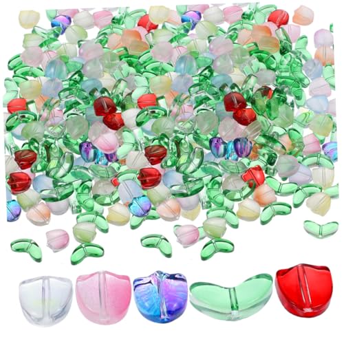 ARTSEWPLY 120 Stück Teiliges DIY Tulpenperlen aus Leichtem Bruchsicherem Glas für Schmuckherstellung Armbänder und Ketten Gemischte Halbedelglasperlen zum Auffädeln zum Basteln und von ARTSEWPLY