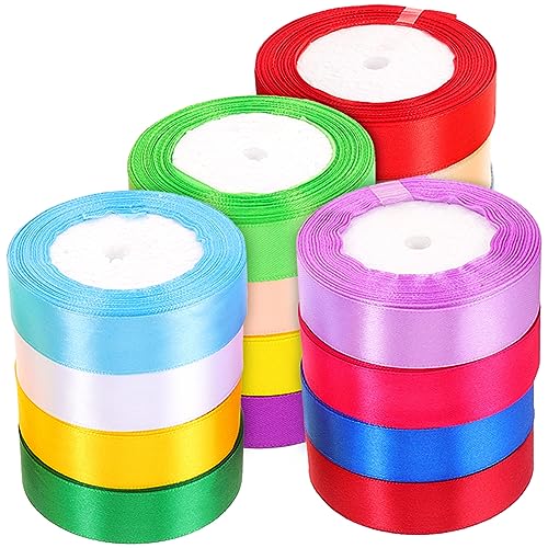 ARTSEWPLY 16 Rollen Bunte Geschenkband Teiliges Polyester Vielseitig Einsetzbar für Bastelprojekte Party Dekoration und Langlebig und Fransensicher von ARTSEWPLY