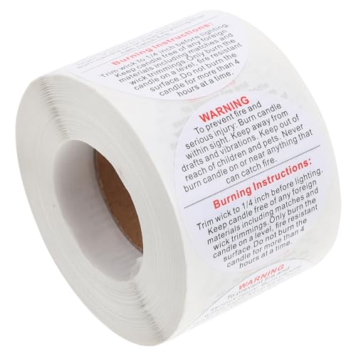 ARTSEWPLY 1Rolle Candle Round Label Kerzenwarnetiketten Selbstklebend Praktische Sicherheitsabziehbilder für Langlebige Papiermaterialien für DIY Projekte von ARTSEWPLY