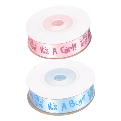 ARTSEWPLY 2 Rollen Festliches Geschenkband Satin Schleifenband für Shower Taufe Yards Blau Yards Rosa Verpackungsband für DIY Dekoration Party Basteln Geschenkverpackung von ARTSEWPLY