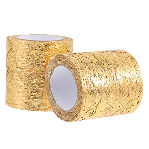 ARTSEWPLY 2 Rollen Goldene Tüllrolle Mesh Tüllstoff für DIY Basteln und Hochzeitsdekorationen für Partys und Kreative Projekte von ARTSEWPLY