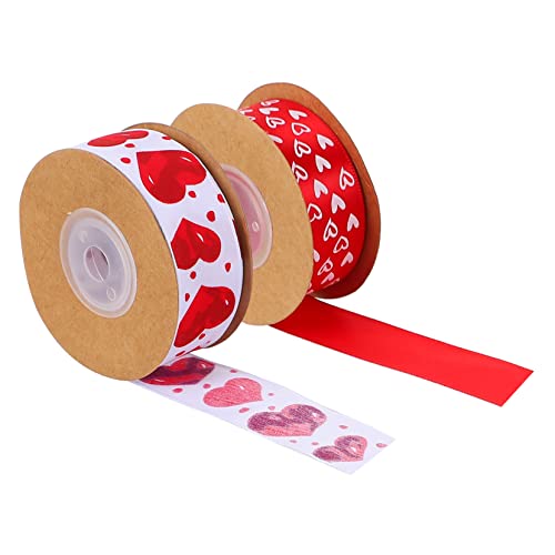 ARTSEWPLY 2 Rollen Herz Muster Geschenkband Hochwertiges Satinband für Blumenverpackung Hochzeitsdekoration Valentinstag und Feiertagsgeschenke von ARTSEWPLY