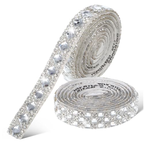 ARTSEWPLY 2 Rollen Selbstklebendes Strassband Breit Weiß Glassteine Glitzernde DIY Dekoration Schmuckband für Handwerk Kleidung Verzierungen ARTSEWPLY 2 Rollen Selbstklebendes Strassband Breit Weiß Glassteine Glitzernde DIY Dekoration Schmuckband für Handwerk Kleidung Verzierungen von ARTSEWPLY