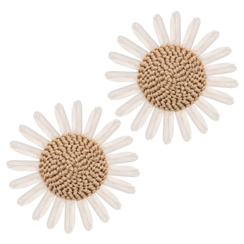 ARTSEWPLY 2 STÜCK Teiliges Handgefertigtes Sonnenblumen Deko aus Umweltfreundlichem Material Kreative DIY Schuhblumen und Bekleidungs Patches in Beige und Hellbraun Vintage Stil für Schuhe von ARTSEWPLY