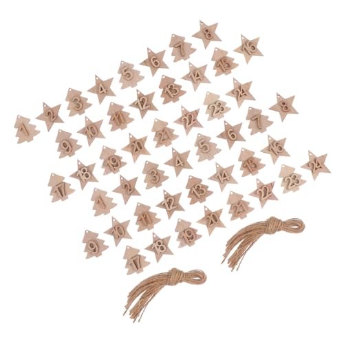 ARTSEWPLY 2 Sätze Adventskalender Holzanhänger mit Zahlen Design DIY Hängende Holz Nummern zum Aufhängen Weihnachtsdeko Kalender Anhänger für Fenster Tür Baum Dekoration von ARTSEWPLY